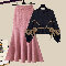 ブラックセーター+ピンクスカート/セット