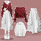 レッドセーター+ホワイト/シャツ